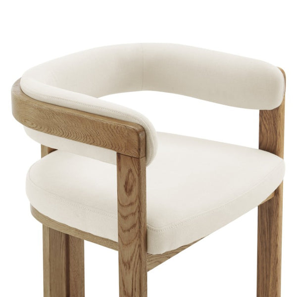 EuroStyle Blixa Solid Oak Accent Chair with Beige Upholstery for Modern Living Spaces Natural/Beige 39244-NAT