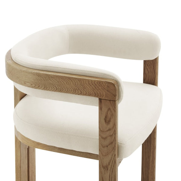 EuroStyle Blixa Solid Oak Accent Chair with Beige Upholstery for Modern Living Spaces Natural/Beige 39244-NAT