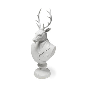 Homeroots 23" White Polyresin Suited Deer Bust Tabletop Sculpture  Polyresin 392442