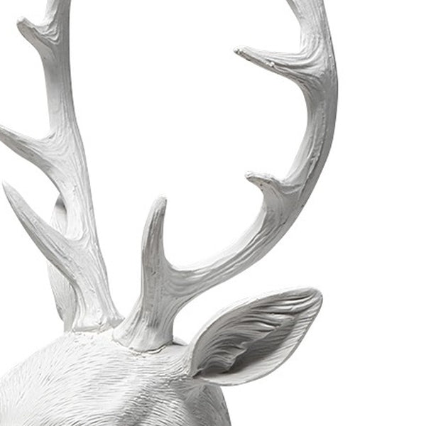 Homeroots 23" White Polyresin Suited Deer Bust Tabletop Sculpture  Polyresin 392442