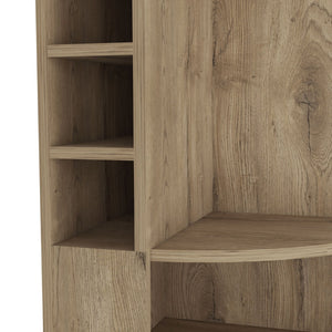 English Elm Oban Matte Black Corner Bar Cabinet with Bottle Cubbies and Open Stemware Shelves B200S00389