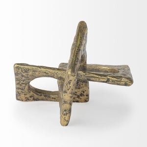 Homeroots Handcrafted Rustic Gold Large Abstract Sculpture  Metal 392465