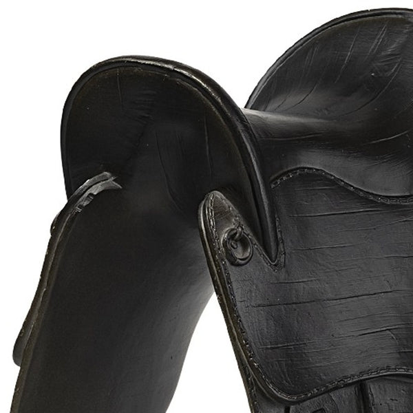 Homeroots Black English Horse Saddle Sculpture  Metal 392468