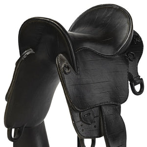 Homeroots Black English Horse Saddle Sculpture  Metal 392468