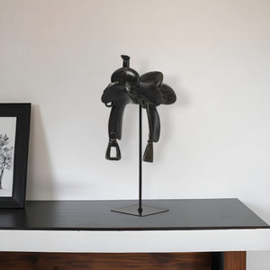 Homeroots 16" Black Metal And Resin Tabletop Sculpture  Metal,Resin 392469