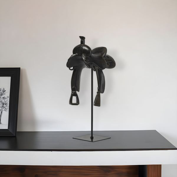 Homeroots 16" Black Metal And Resin Tabletop Sculpture  Metal,Resin 392469