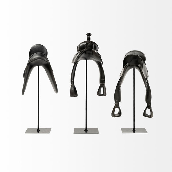 Homeroots 16" Black Metal And Resin Tabletop Sculpture  Metal,Resin 392469