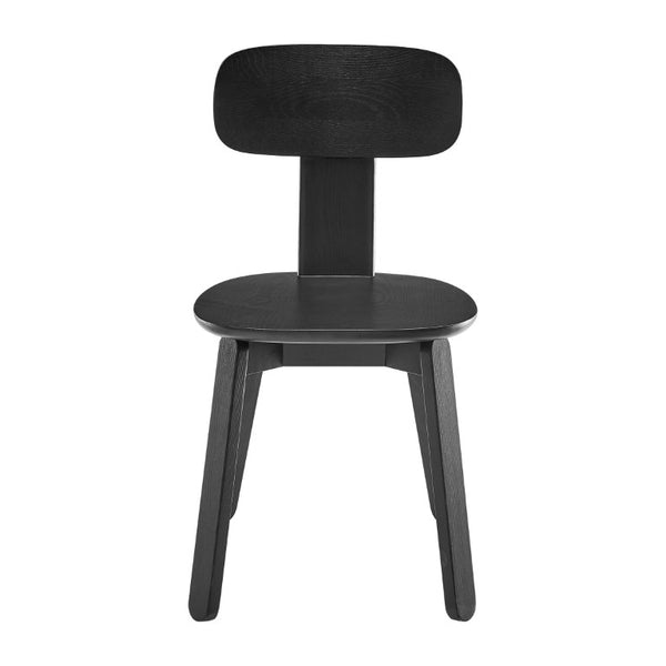 EuroStyle Bastian Solid Ash Wood Dining Chair with Curved Back and Sleek Matte Finish 39248-BLK
