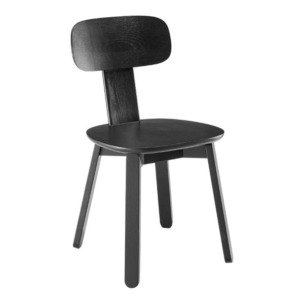 EuroStyle Bastian Solid Ash Wood Dining Chair with Curved Back and Sleek Matte Finish 39248-BLK