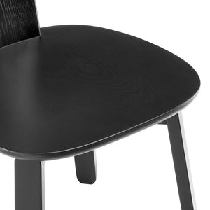EuroStyle Bastian Solid Ash Wood Dining Chair with Curved Back and Sleek Matte Finish 39248-BLK