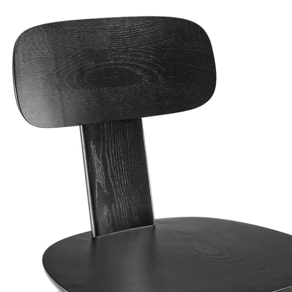 EuroStyle Bastian Solid Ash Wood Dining Chair with Curved Back and Sleek Matte Finish 39248-BLK