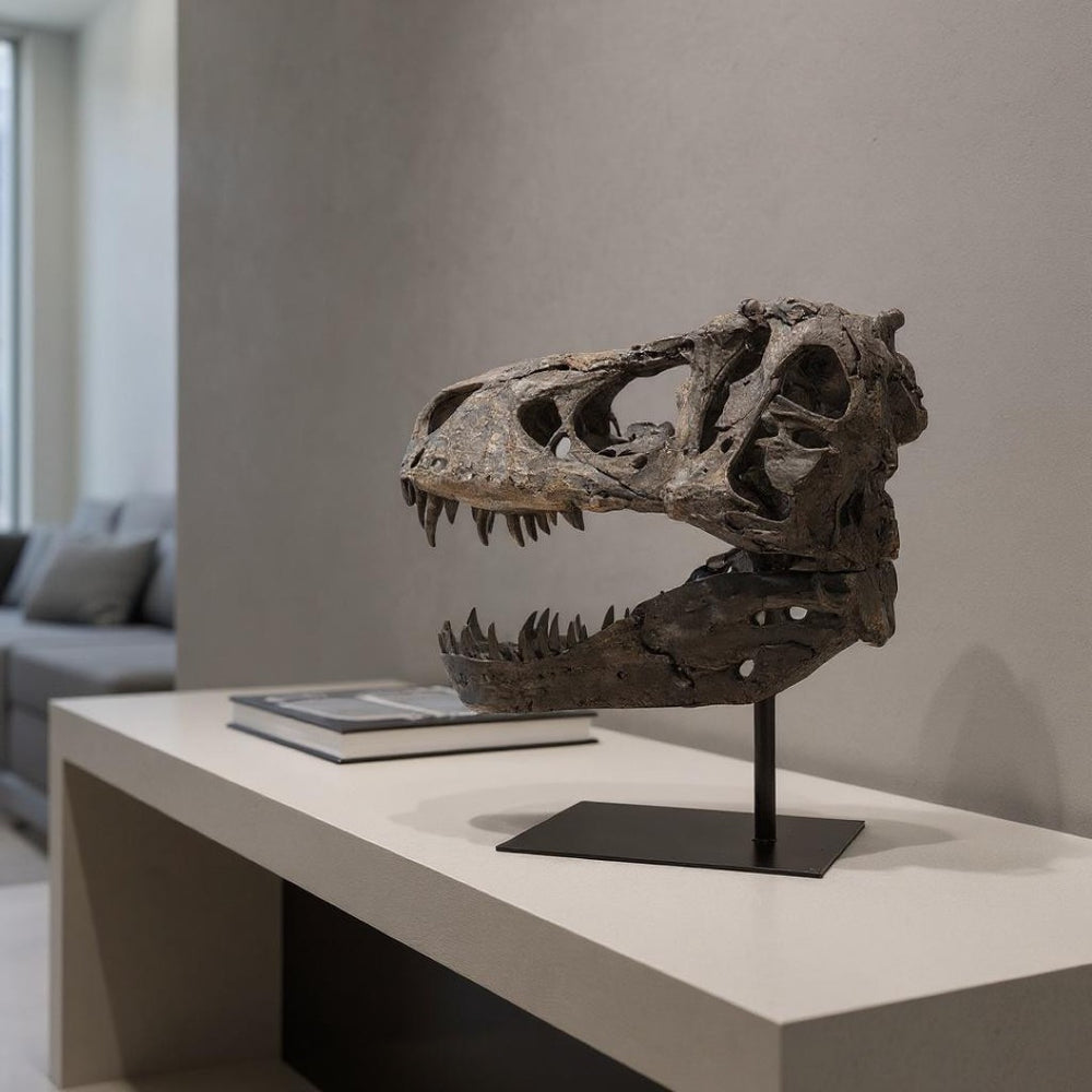 HomeRoots Authentic T. Rex Skull Sculpture - Handcrafted Resin Fossil Accent for Modern Decor & Gift Giving 392483
