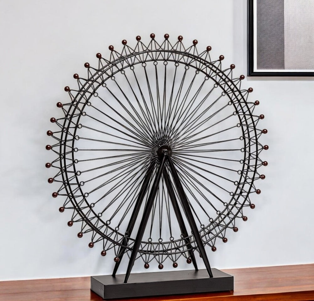 HomeRoots 27" Black Metal Tabletop Sculpture - Elegant Contemporary Accent for Home Decor, Gift-Ready Design 392502