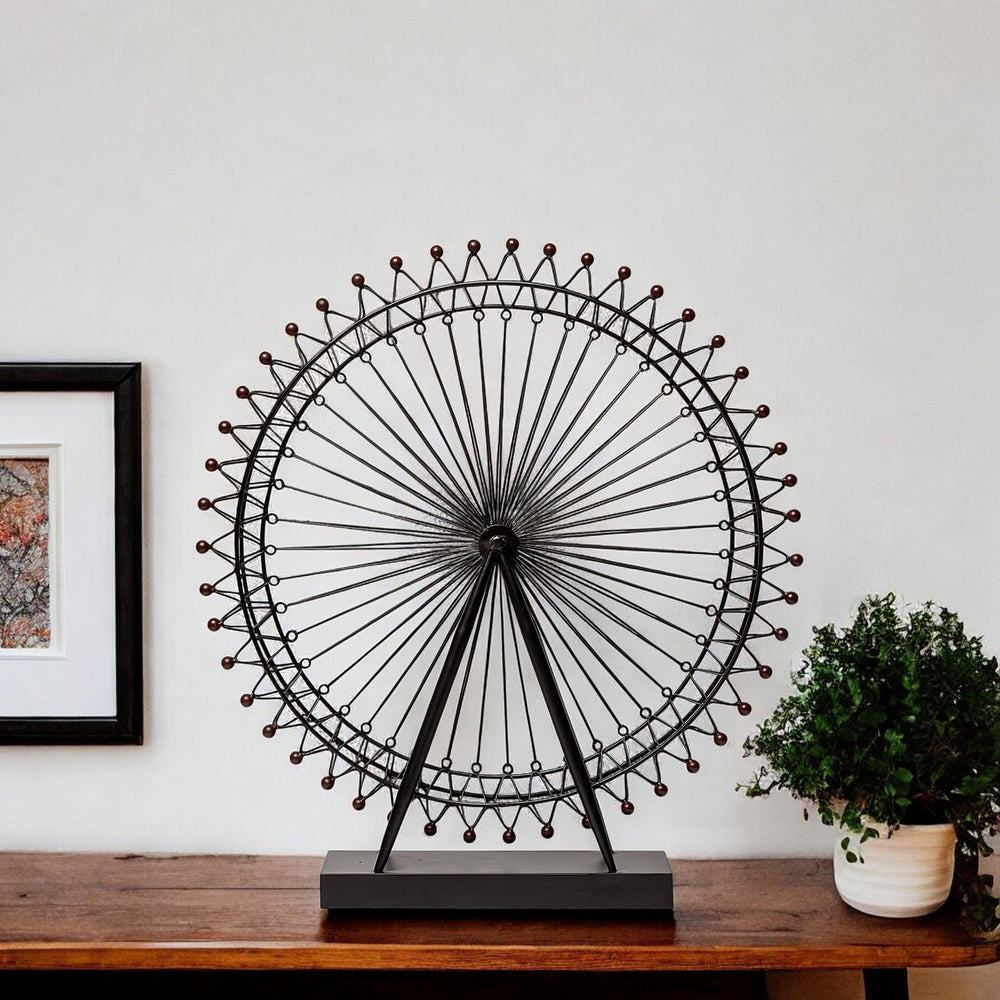 Homeroots 27" Black Metal Tabletop Sculpture  Metal 392502