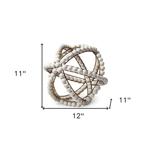 Homeroots 12" White Tabletop Sculpture  Manufactured Wood 392511