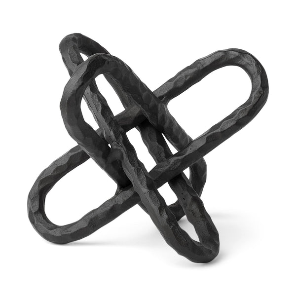 Homeroots 10" Black Metal Chain Link Tabletop Sculpture  Metal 392514
