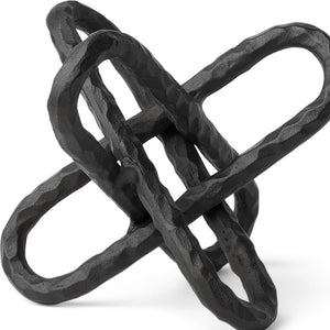 Homeroots 10" Black Metal Chain Link Tabletop Sculpture  Metal 392514