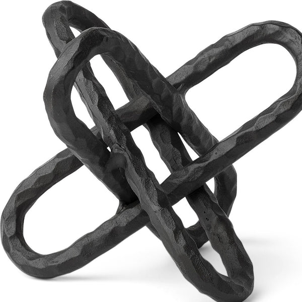 Homeroots 10" Black Metal Chain Link Tabletop Sculpture  Metal 392514