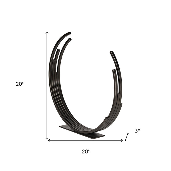 Homeroots 20" Black Iron Modern Abstract Tabletop Sculpture  Iron 392518