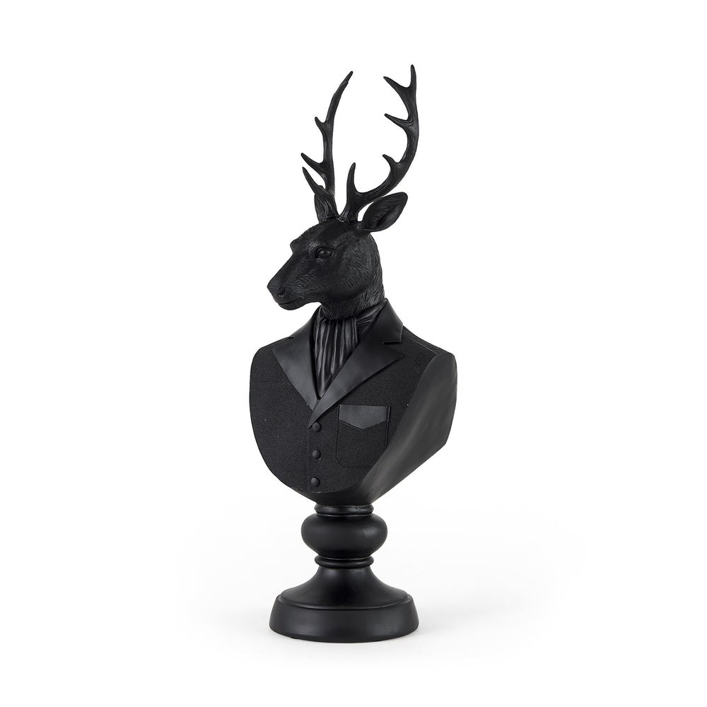 Homeroots Black Resin Suited Deer Bust Sculpture  Metal 392529