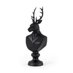 Homeroots Black Resin Suited Deer Bust Sculpture  Metal 392529