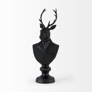Homeroots Black Resin Suited Deer Bust Sculpture  Metal 392529