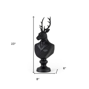 Homeroots Black Resin Suited Deer Bust Sculpture  Metal 392529