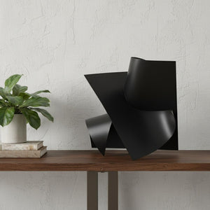 HomeRoots 12" Contemporary Antiqued Black Abstract Sculpture - Elegant Metal Art for Home or Office Decor 392535