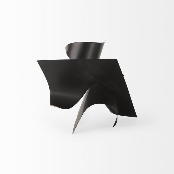 Homeroots 12" Contempo Antiqued Black Abstract Sculpture  Metal 392535