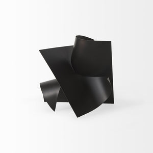 Homeroots 12" Contempo Antiqued Black Abstract Sculpture  Metal 392535