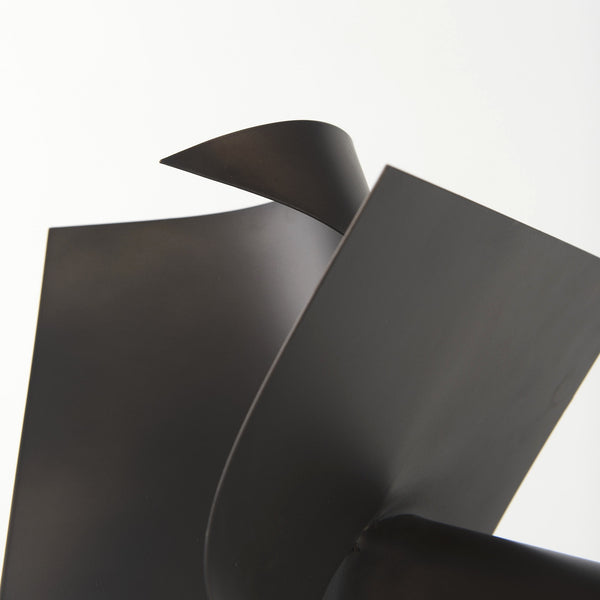 Homeroots 12" Contempo Antiqued Black Abstract Sculpture  Metal 392535