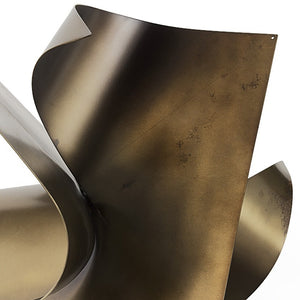 Homeroots 12" Contempo Antiqued Gold Abstract Sculpture  Metal 392541