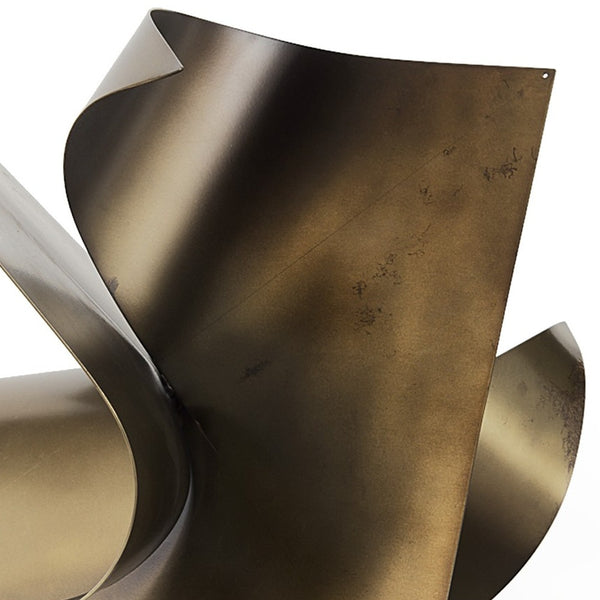 Homeroots 12" Contempo Antiqued Gold Abstract Sculpture  Metal 392541