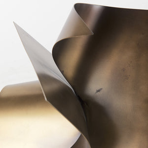 Homeroots 12" Contempo Antiqued Gold Abstract Sculpture  Metal 392541