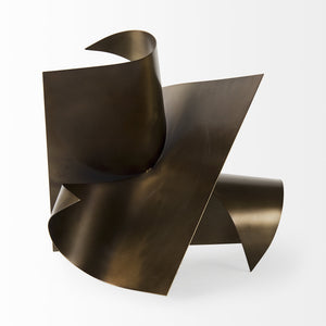 Homeroots 18" Contempo Antiqued Gold Abstract Sculpture  Metal 392543