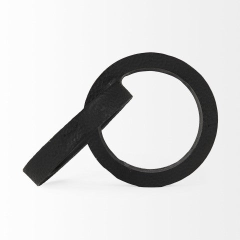 Homeroots Two Ring Black Hammered Metal Sculpture - Modern Art Decor For Home, Minimalist Design Accent Piece  Metal 392550