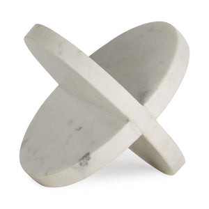 Homeroots White Marble Geometric Circular Sculpture  Metal 392553