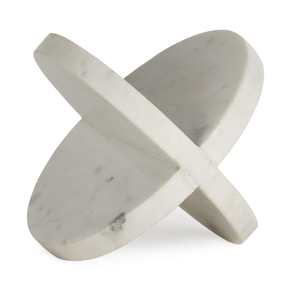 Homeroots White Marble Geometric Circular Sculpture  Metal 392553