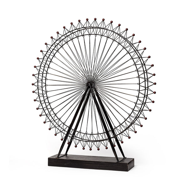 Homeroots Metal And Wood London Eye Moveable Sculpture  Metal 392560