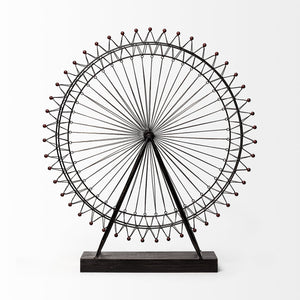 Homeroots Metal And Wood London Eye Moveable Sculpture  Metal 392560