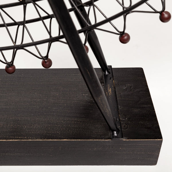 Homeroots Metal And Wood London Eye Moveable Sculpture  Metal 392560