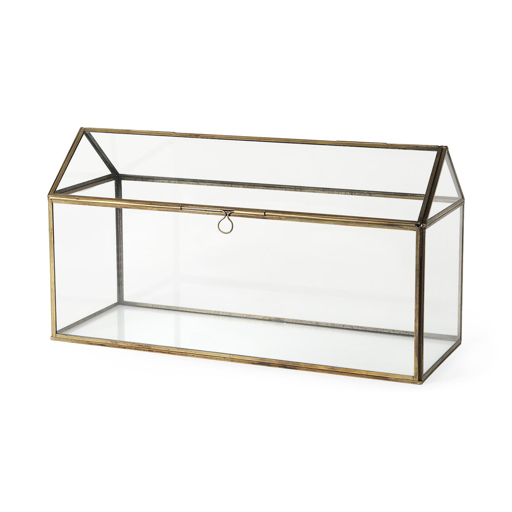 Homeroots 6" Gold Glass Desk Organizer  Glass 392579