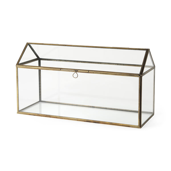 Homeroots 6" Gold Glass Desk Organizer  Glass 392579