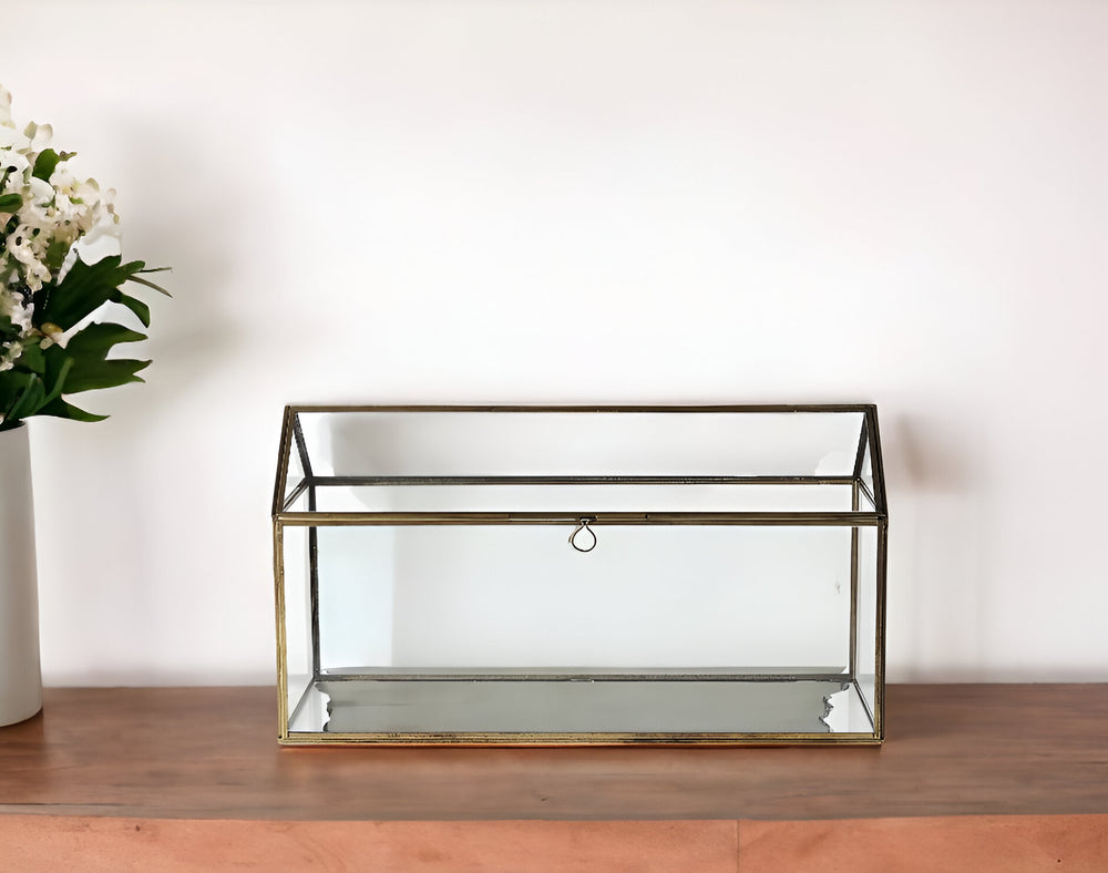 Homeroots 6" Gold Glass Desk Organizer  Glass 392579