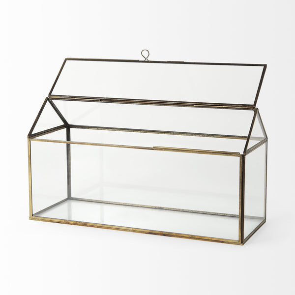 Homeroots 6" Gold Glass Desk Organizer  Glass 392579