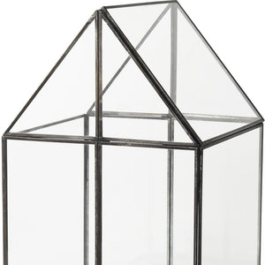 Homeroots 10" Clear And Black Glass And Metal Terrarium Box  Glass And Metal 392582