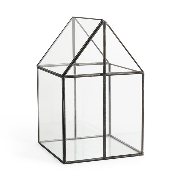 Homeroots 10" Clear And Black Glass And Metal Terrarium Box  Glass And Metal 392582