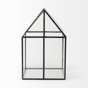 Homeroots 10" Clear And Black Glass And Metal Terrarium Box  Glass And Metal 392582