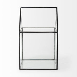 Homeroots 10" Clear And Black Glass And Metal Terrarium Box  Glass And Metal 392582