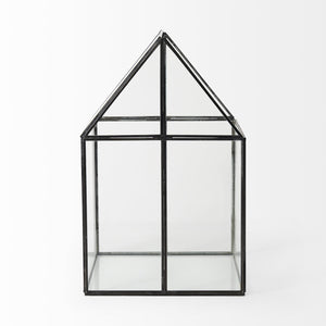 Homeroots 10" Clear And Black Glass And Metal Terrarium Box  Glass And Metal 392582